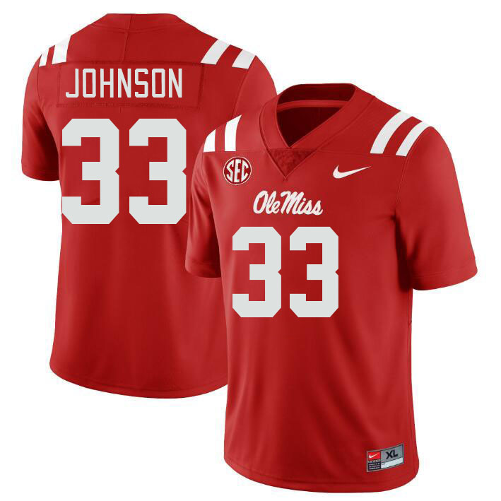 Men #33 Antione Johnson Ole Miss Rebels College Football Jerseys Stitched Sale-Red